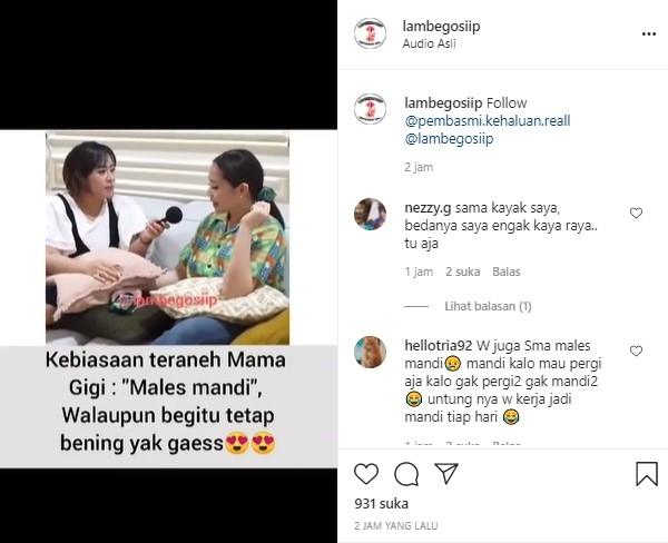 Nagita Slavina mengaku jarang mandi (Instagram)