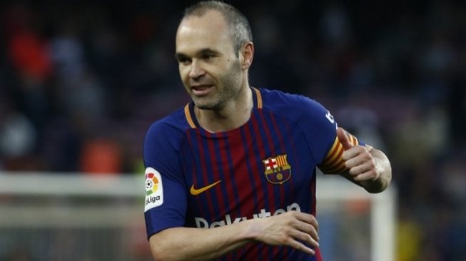 Gelandang Barcelona Andres Iniesta saat menghadapi Villarreal di Camp Nou. Pau Barrena / AFP