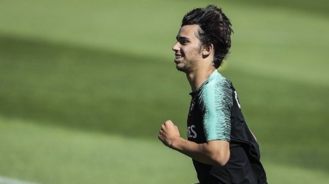 Joao Felix saat mengikuti latihan bersama timnas Portugal menjelang tampil menghadapi Swiss di semifinal UEFA Nations League. CARLOS COSTA / AFP  