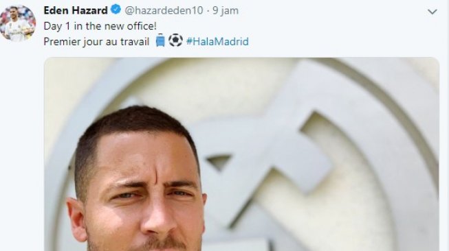 Pemain anyar Real Madrid, Eden Hazard. [@hazardeden / Twitter]