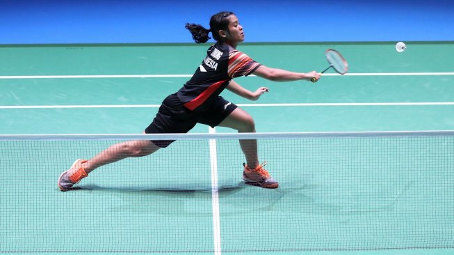 Pebulutangkis tunggal putri Indonesia, Gregoria Mariska Tunjung, terhenti di babak kedua Japan Open 2019 usai kalah dari ranking satu dunia, Tai Tzu Ying, di Musashino Forest Sport Plaza, Tokyo, Kamis (25/7). [Humas PBSI]