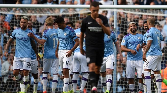 Para pemain Manchester City. [Oli SCARFF / AFP]