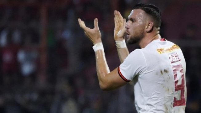 Bomber Persija Jakarta, Marko Simic tampil pada laga pekan ke-23 Liga 1 2019 kontra PSM Makassar di Stadion Andi Mattalatta, Makassar, Minggu (20/10/2019) malam WIB. [Twitter resmi Persija]