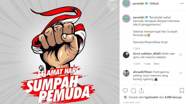 Persela Lamongan peringati Hari Sumpah Pemuda tahun 2019. (Instagram/@perselafc)