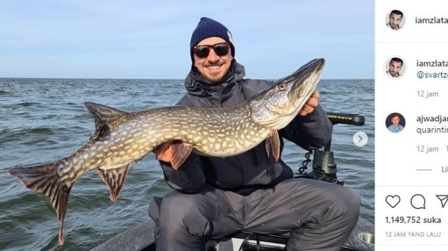 Penampakan Zlatan Ibrahimovic saat sedang memancing di Swedia. (Instagram/iamzlatanibrahimovic)