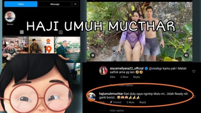 Akun bernama Haji Umuh Muchtar yang diduga kader Partai PKS berkomentar di unggahan selebgram Mami Sisca Mellyana. [Twitter  @Namaku_Mei]