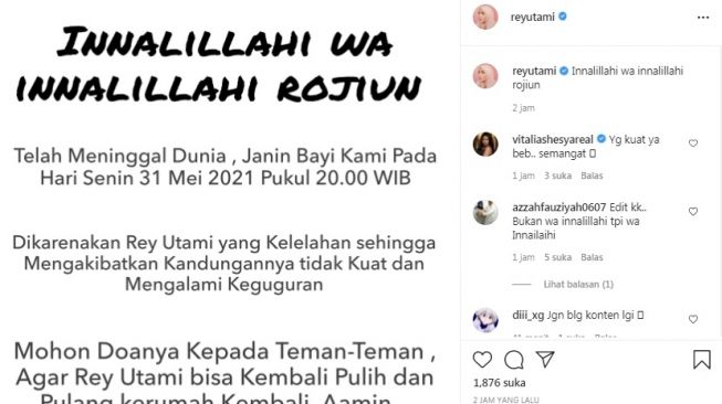 Unggahan Rey Utami [Instagram/@reyutami]