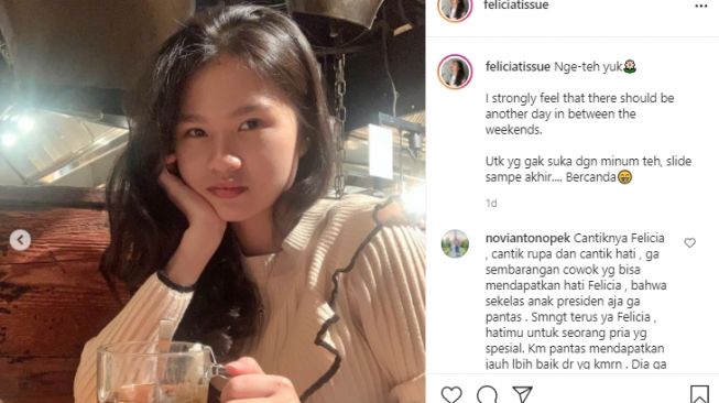 Potret terkini Felicya Tissue. [Instagram]