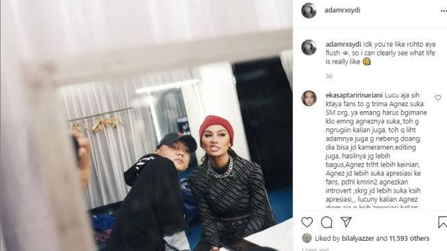 Potret mesra Adam Rosyadi dan Agnez Mo. [Instagram/adamrxsydi]