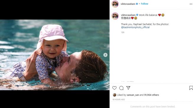 Potret Baby Vega, anak Viktor Axelsen. (Instagram/@viktoraxelsen)