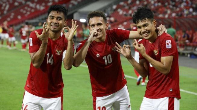 Ini arti selebrasi pemain Timnas Indonesia Asnawi Mangkualam, Egy Maulana dan Witan Sulaiman saat melawan Singapura. [AP]