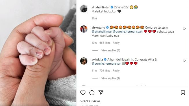 Unggahan foto anak Atta Halilintar dan Aurel Hermansyah [Instagram/@attahalilintar]