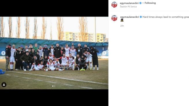 Respons berkelas Egy Maulana Vikri di tengah keadaan sulit FK Senica. (Instagram/egymaulanavikri)