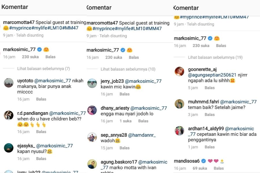 Netizen berbondong-bondong menyarankan Marco Simic menikah. (Instagram/@marcomotta47).