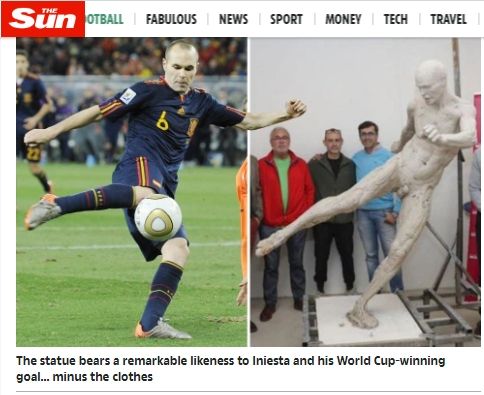 Patung Andres Iniesta di Albacete. (Dok. The Sun).