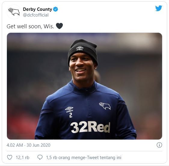 Derby County mendoakan kesembuhan buat Andre Wisdom.