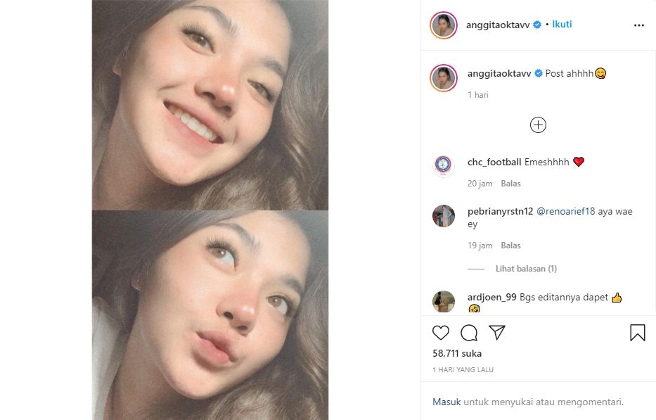 Potret Anggita Oktaviani dibilang mirip Gisella Anastasia. (Instagram/anggitaoktavv).