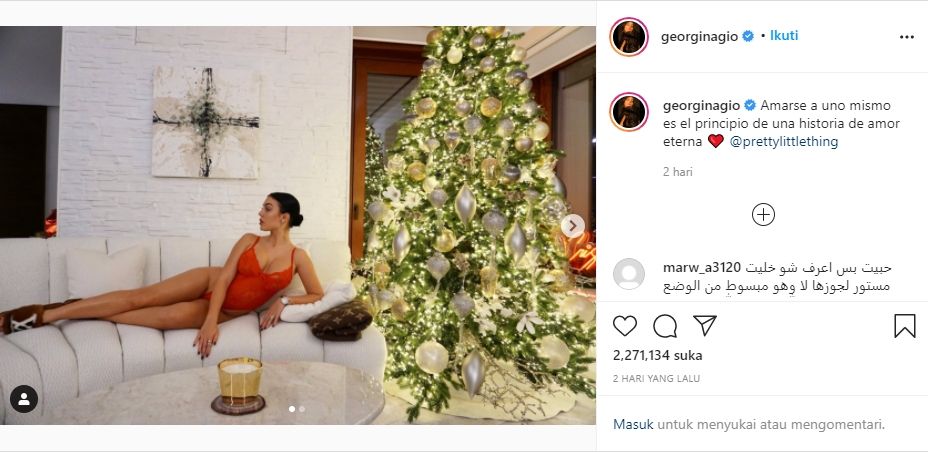 Kekasih Cristiano Ronaldo, Georgina Rodriguez tampil menggoda. (Instagram/georginagio)