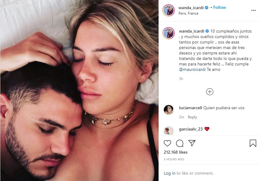 Wanda Nara dan Mauro Icardi mesra di ranjang. (Instagram/wanda_icardi)