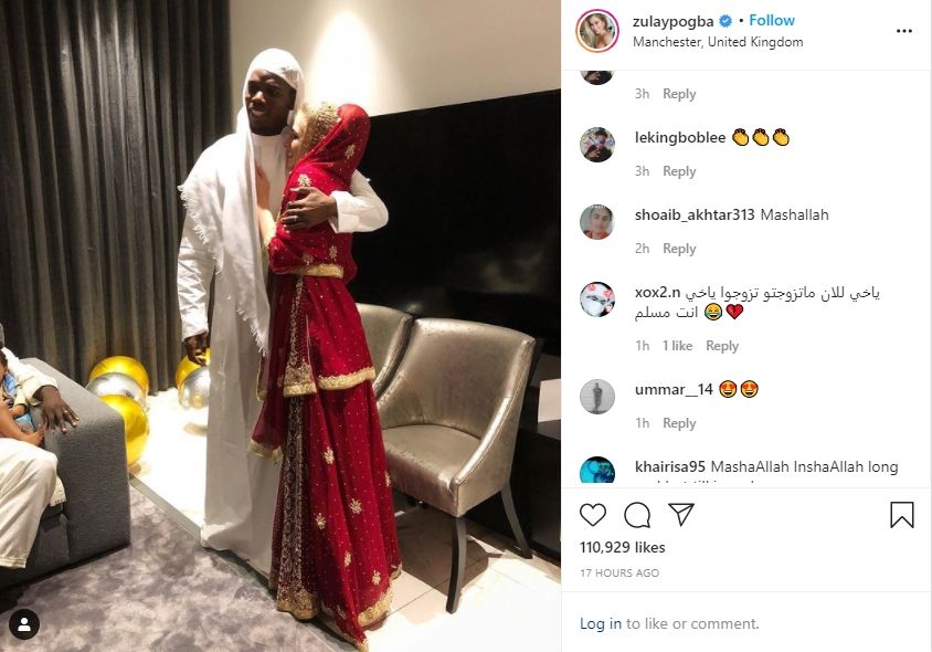 Penampilan Paul Pogba kenakan jubah serba putih curi atensi warganet. (Instagram/zulaypogba)