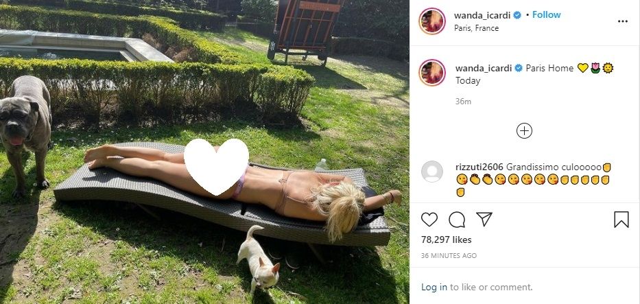 Wanda Nara berjemur. (Instagram/wanda_icardi)