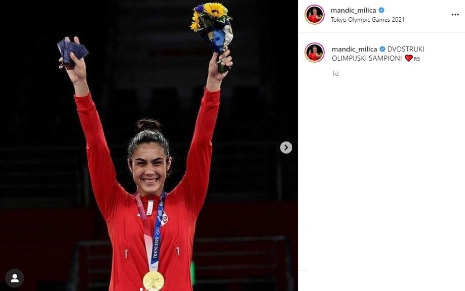 Milica Mandic, atlet Serbia yang raih medali emas di cabor taekwondo. (Instagram/mandic_milica)