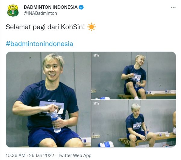 Marcus Gideon tampil dengan gaya rambut baru. (Twitter/@INABadminton)