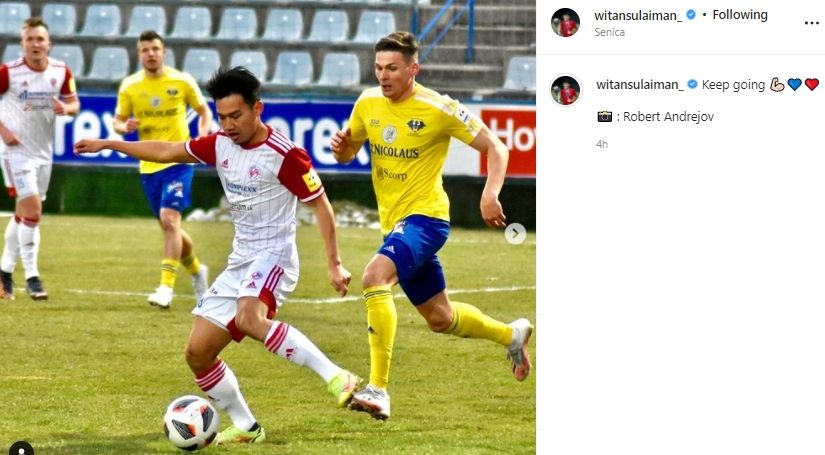 Postingan Witan Sulaeman usai bawa FK Senica menang. (Instagram/egymaulanavikri)