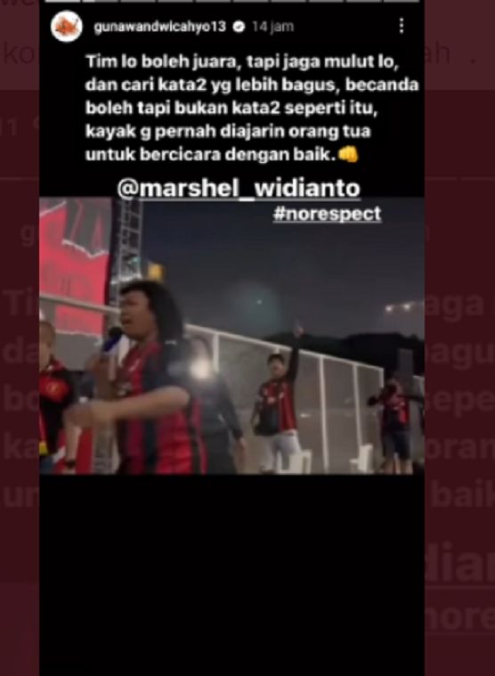 Marshel Widianto disemprot bek Bali United. (Instagram/gunawandwicahyo13)