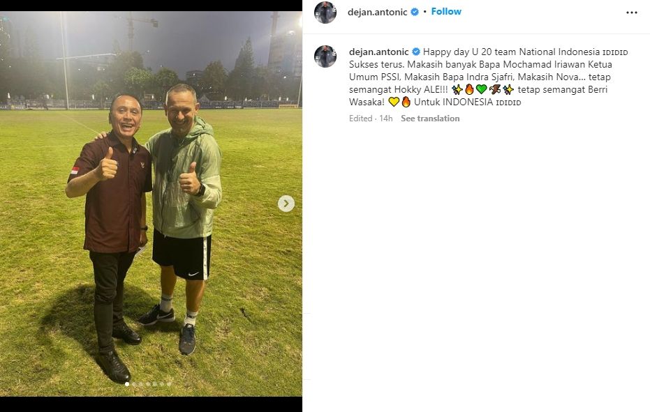 Dejan Antonic sambangi TC timnas Indonesia U-19. (Instagram/dejan.antonic)